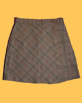 Plaid Buttoned Mini Skirt
