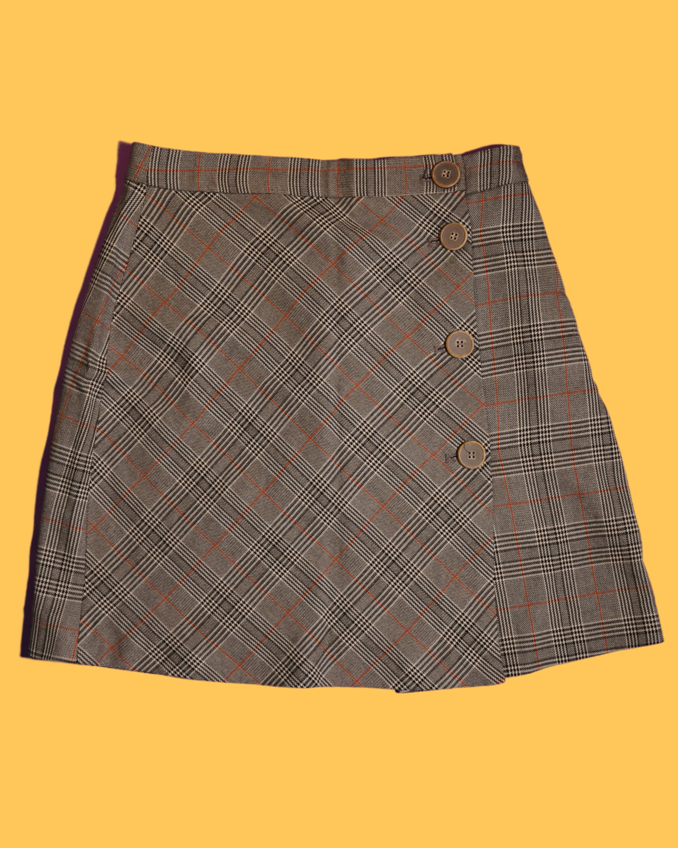 Plaid Buttoned Mini Skirt