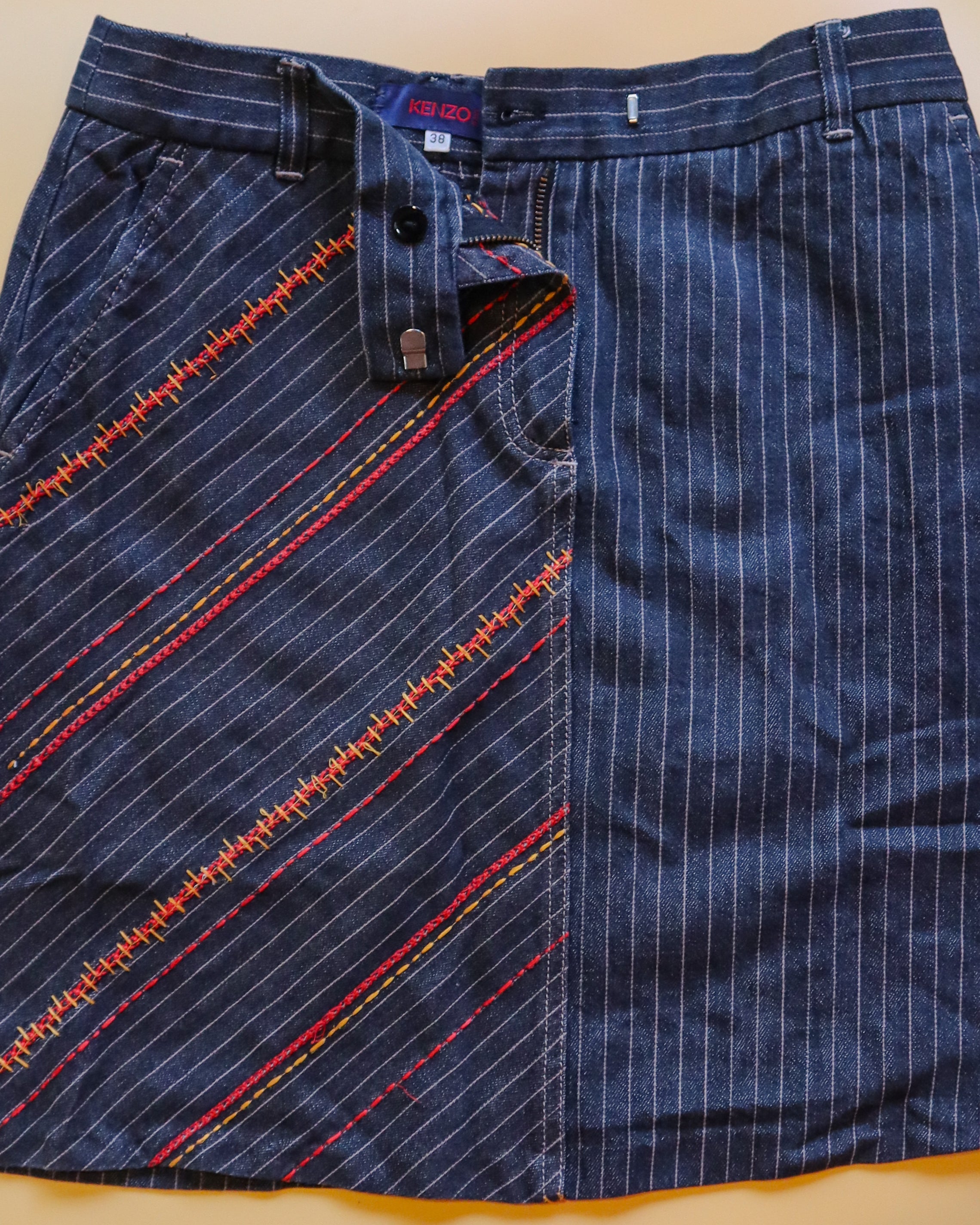 Kenzo Jeans Striped Embroidered Skirt