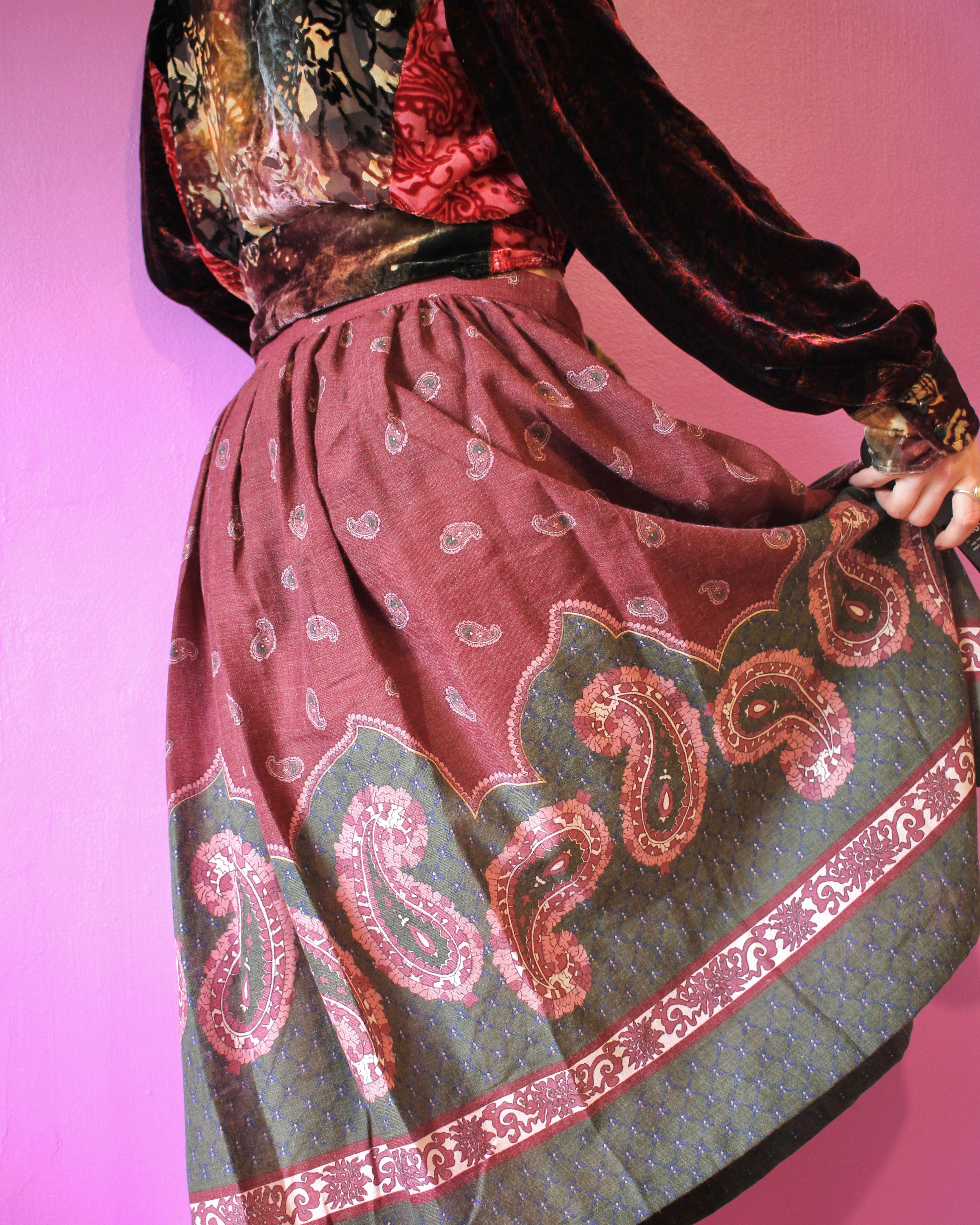 Vintage Paisley Midi Skirt