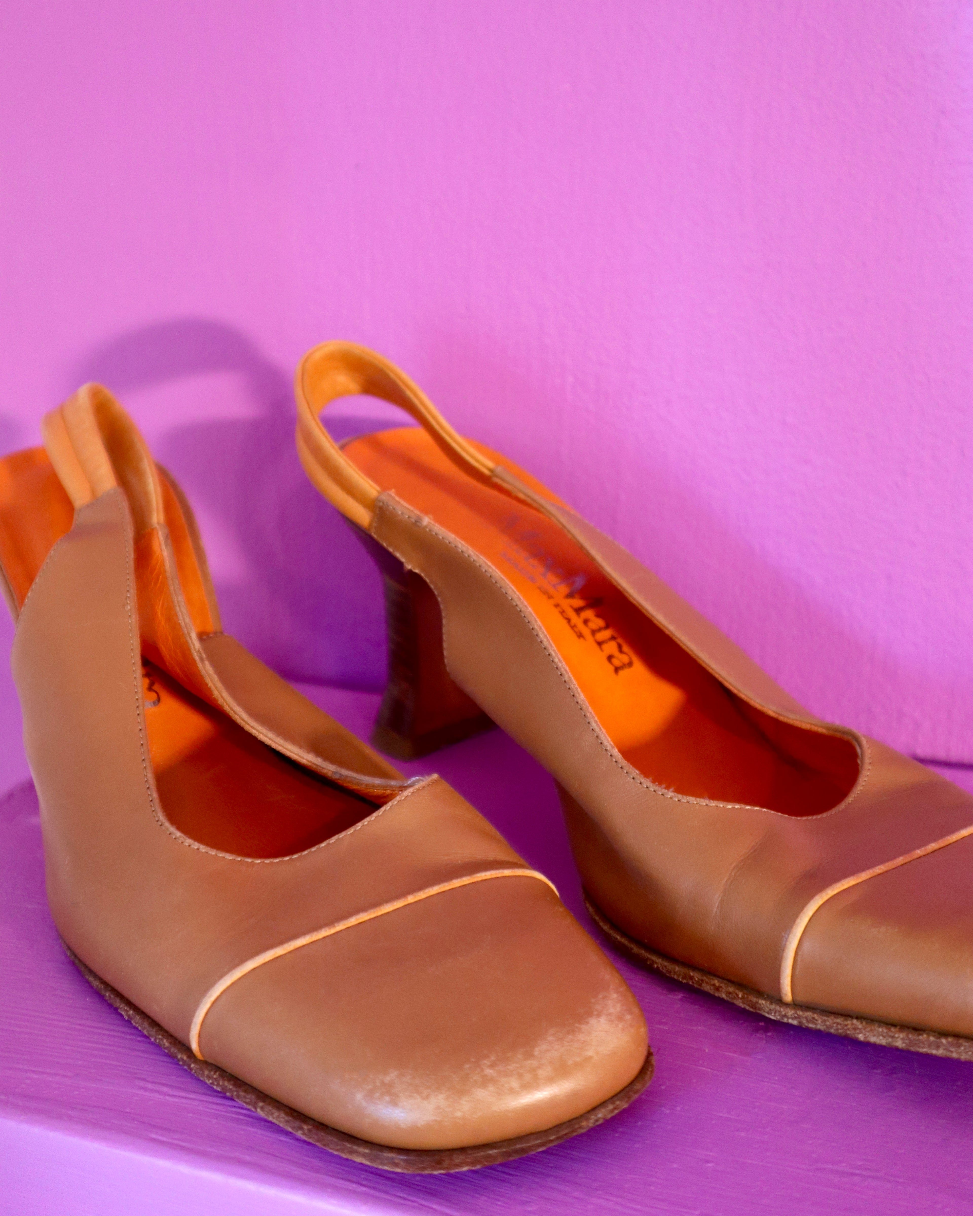 Max Mara Leather Slingback Heels