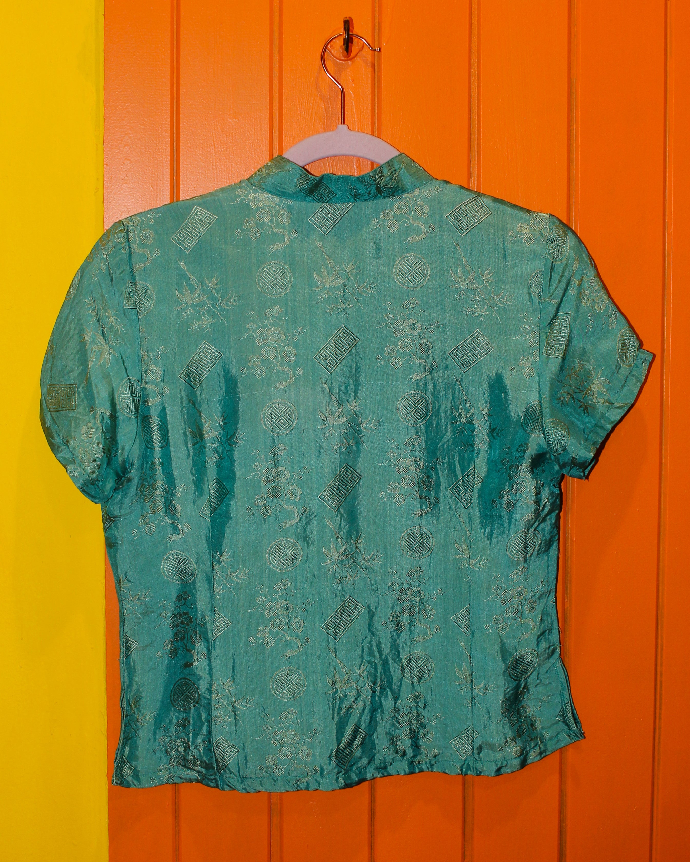 Teal Brocade Blouse