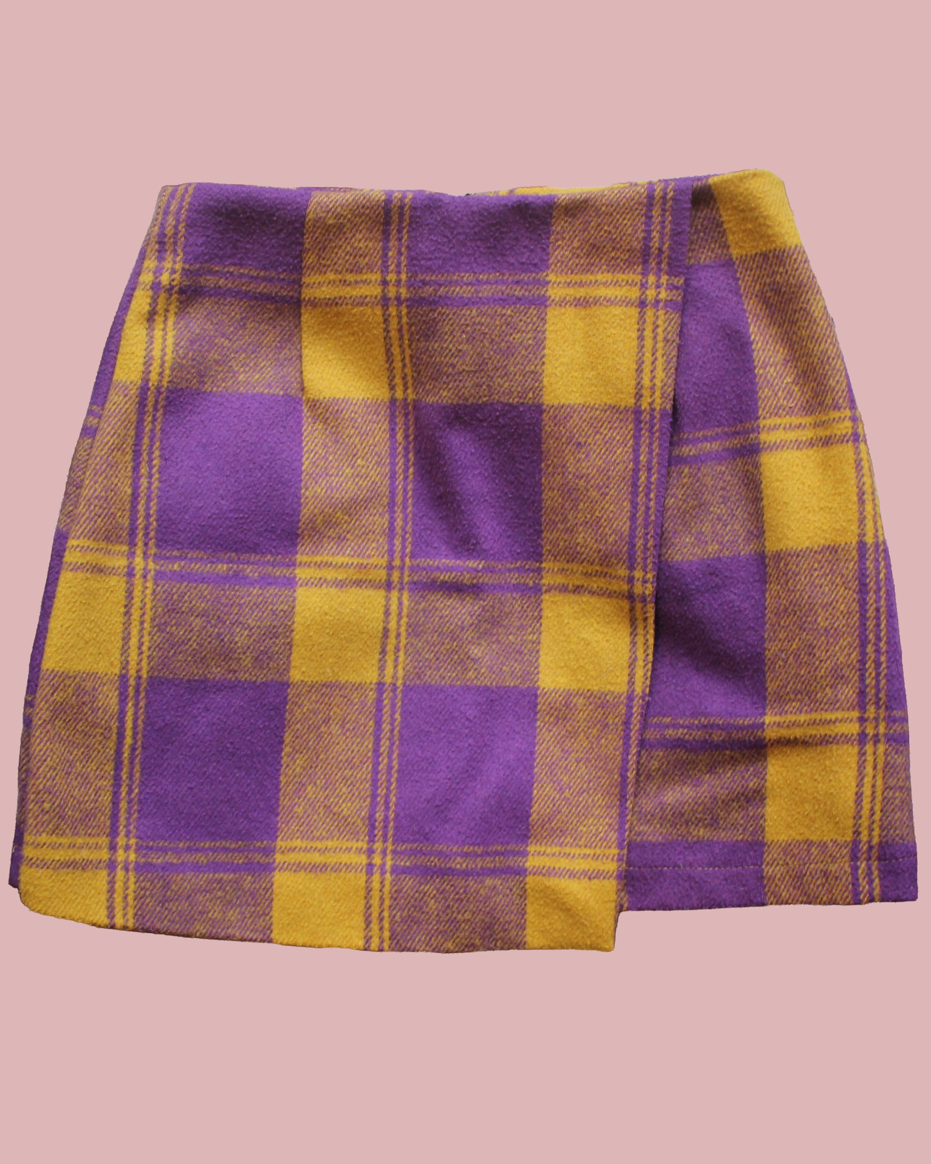 Purple & Mustard Plaid Mini Skirt