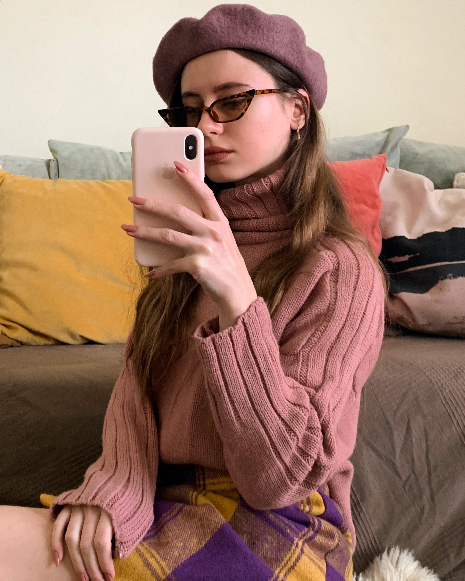 Mauve Wool Beret