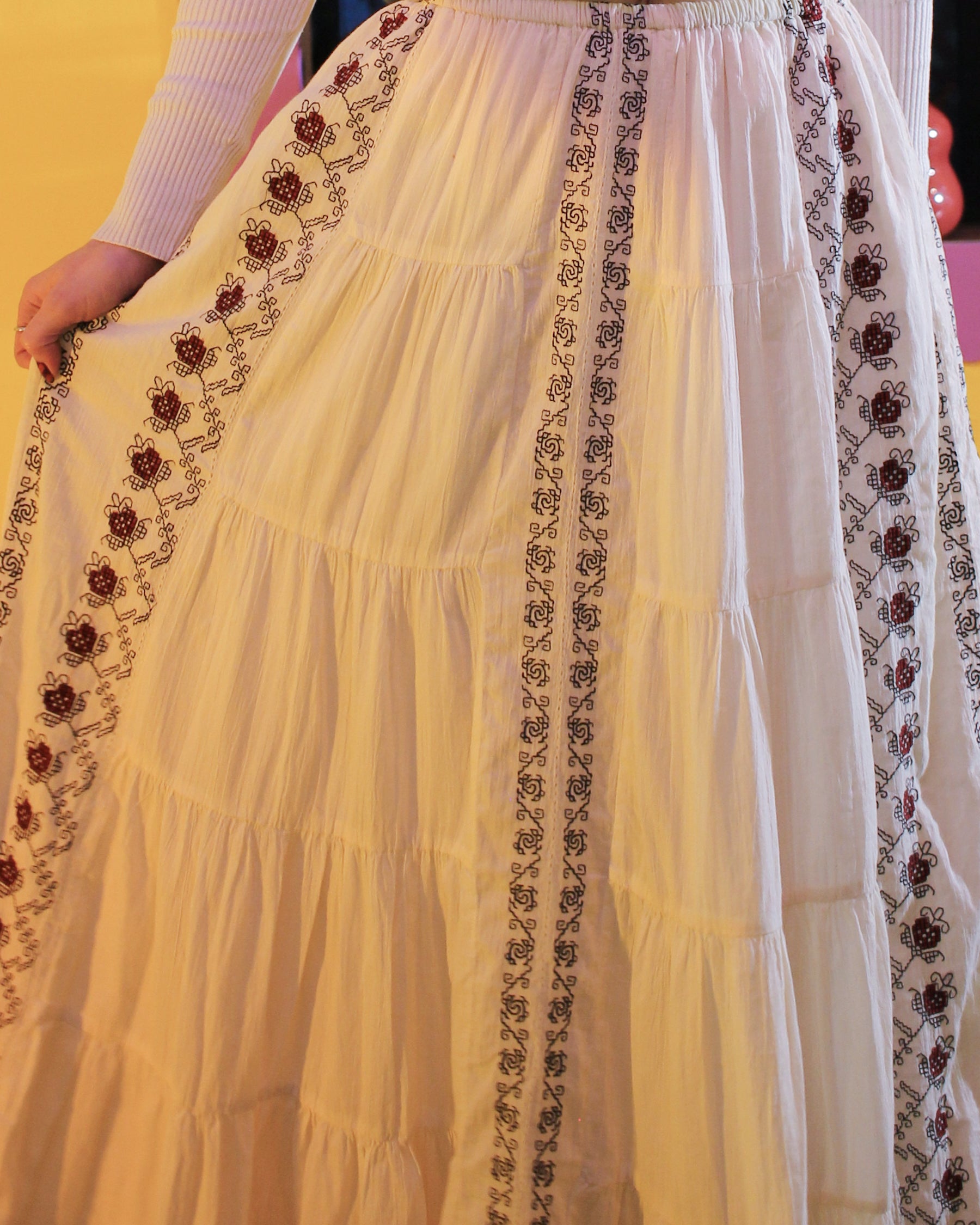 Embroidered Cotton Maxi Skirt