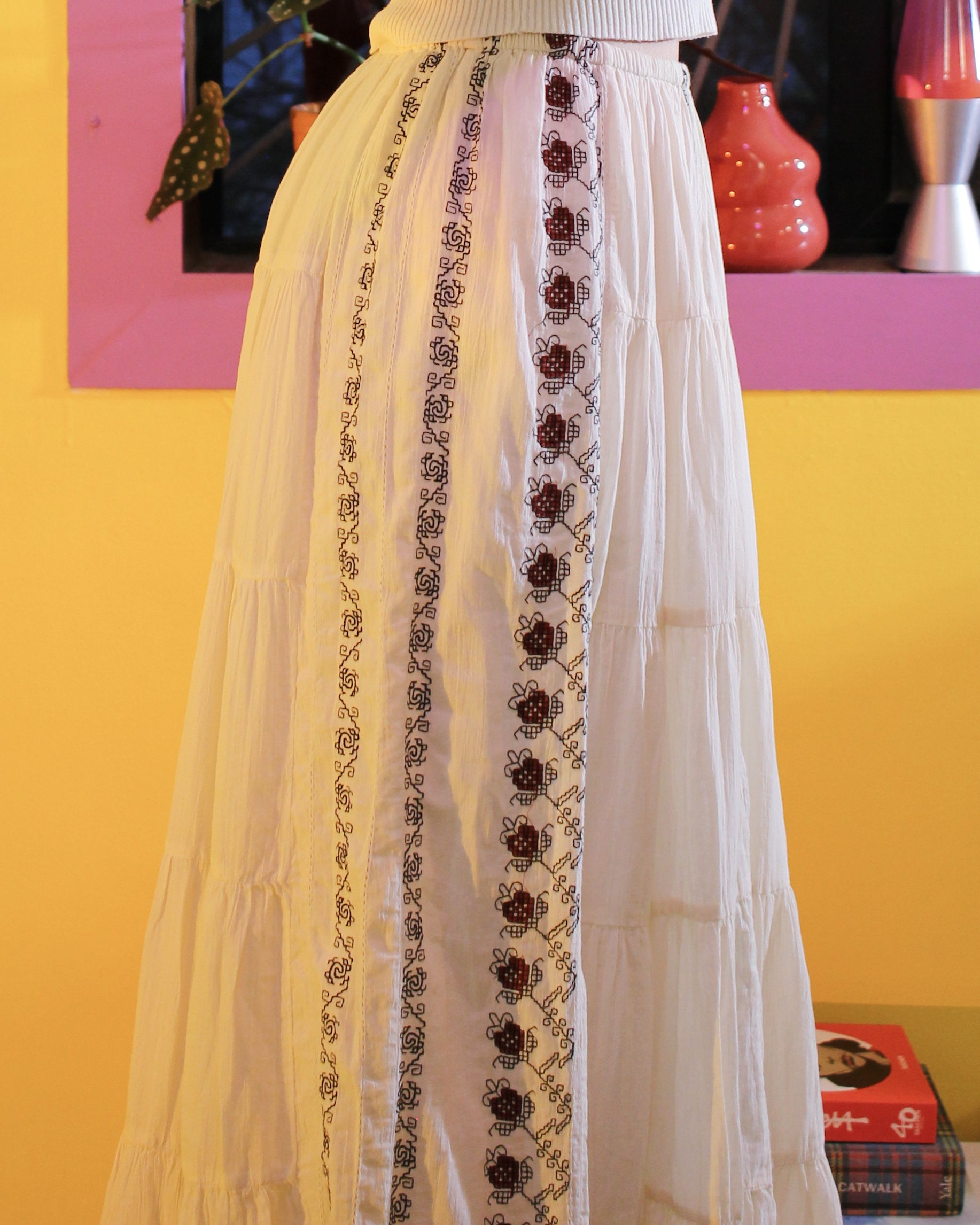 Embroidered Cotton Maxi Skirt