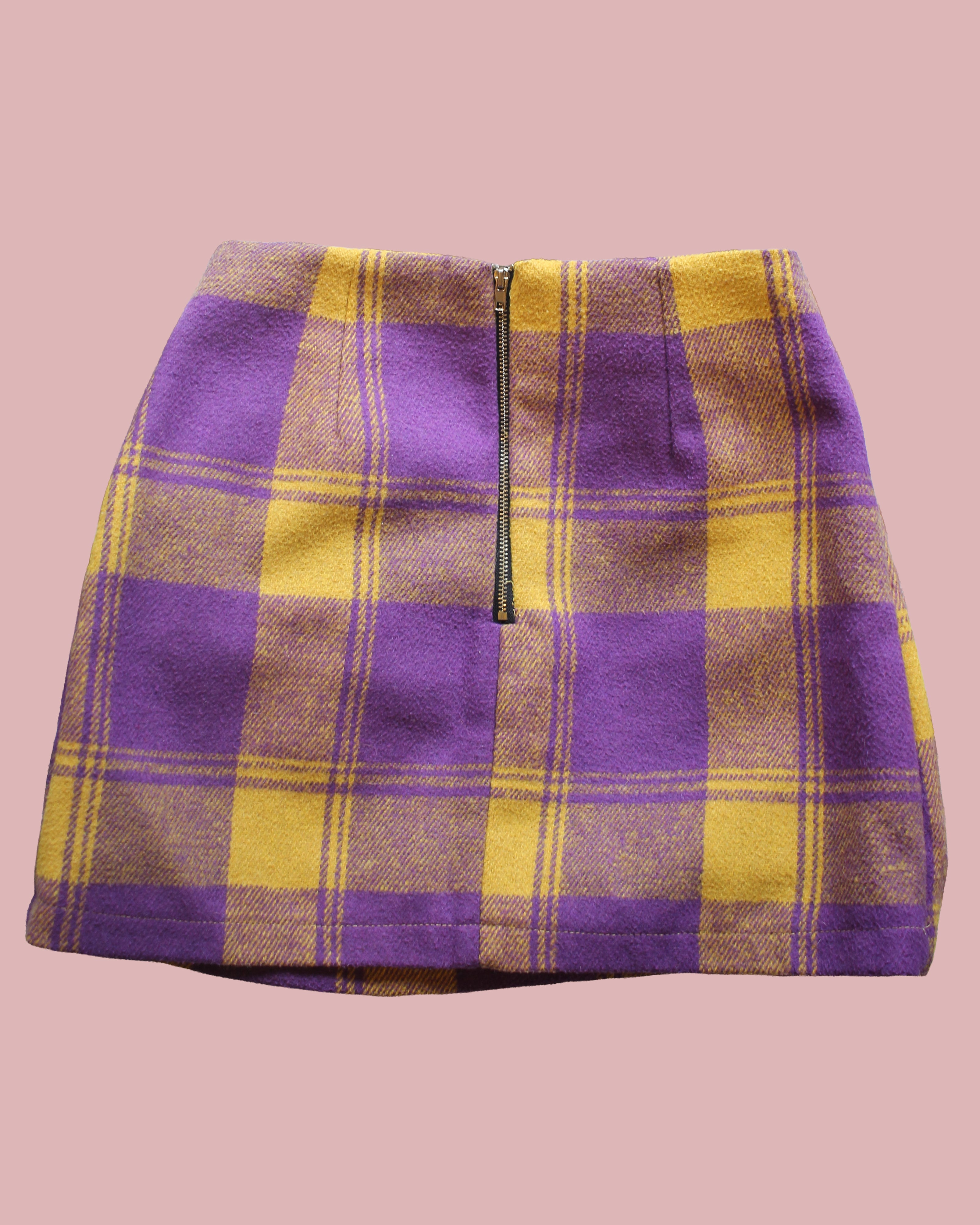 Purple & Mustard Plaid Mini Skirt