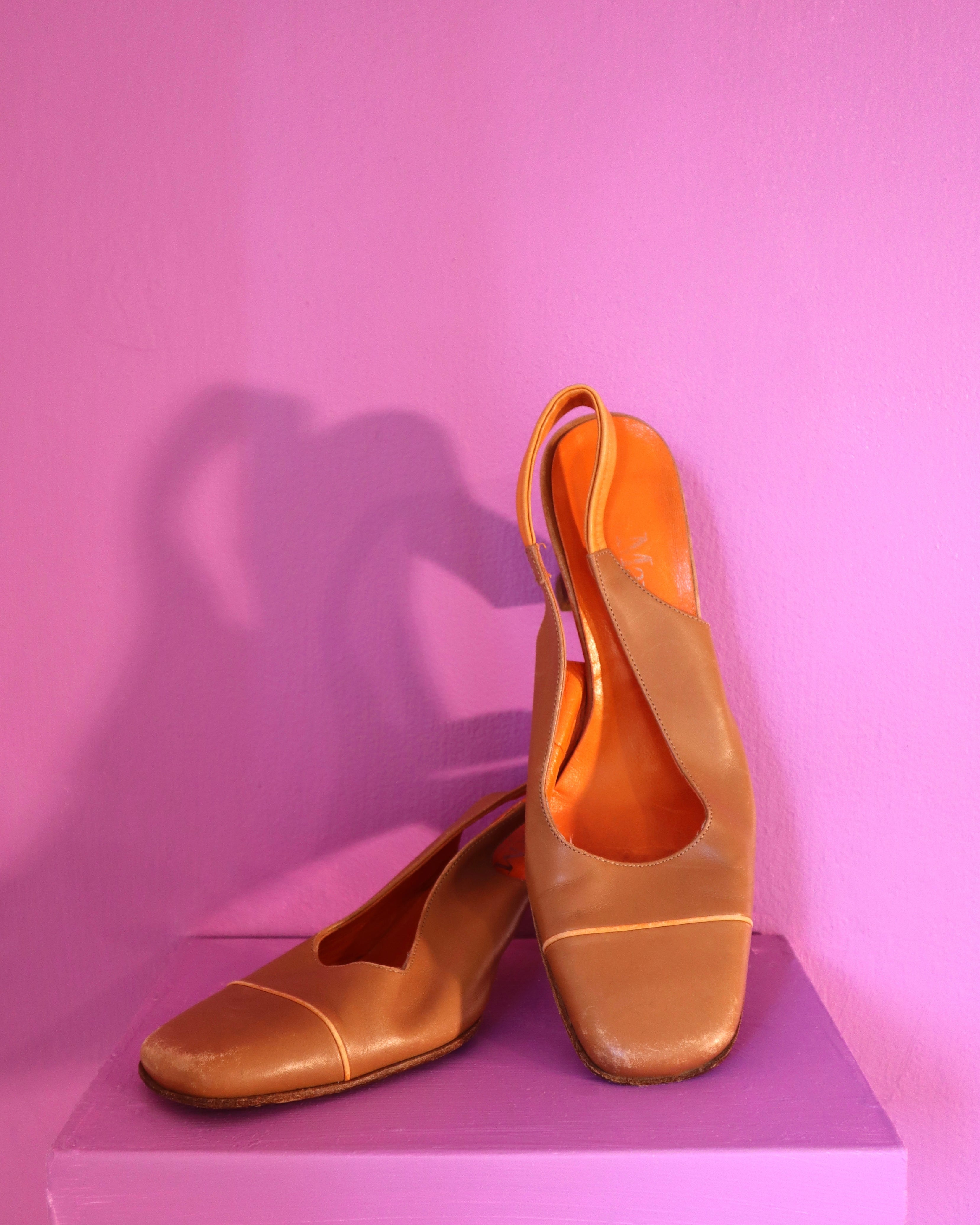 Max Mara Leather Slingback Heels
