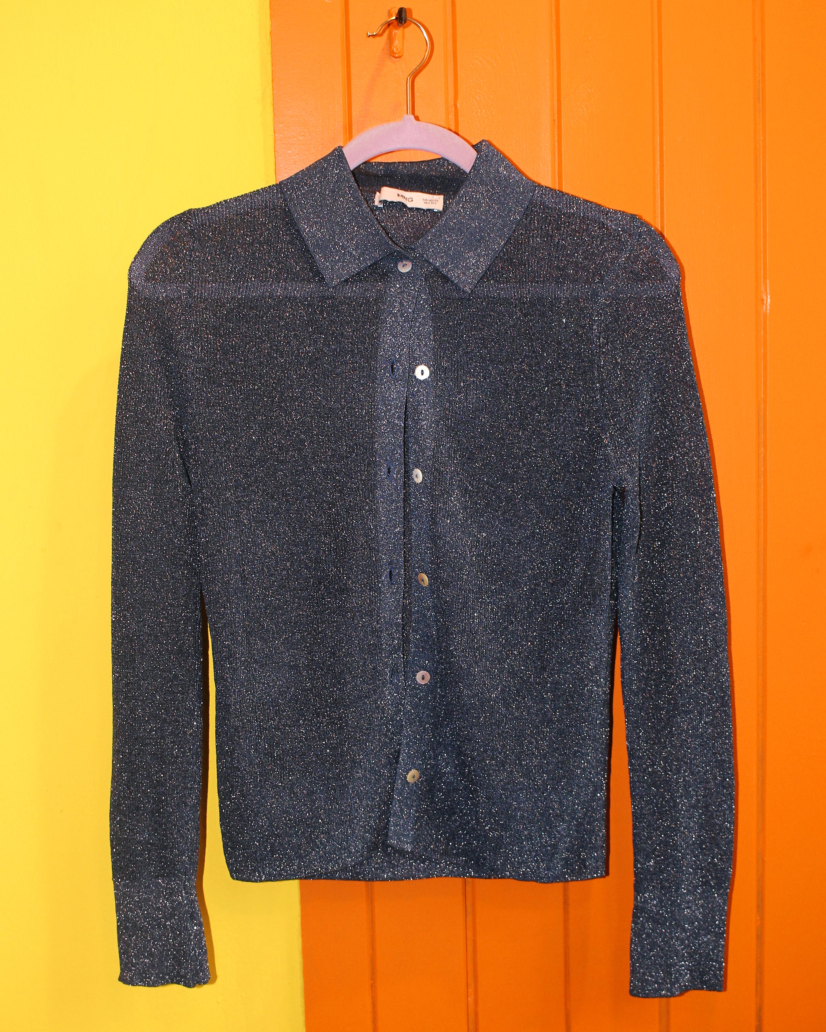 Navy Sheer Shimmer Cardigan