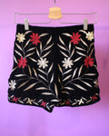 Embroidered velvet shorts