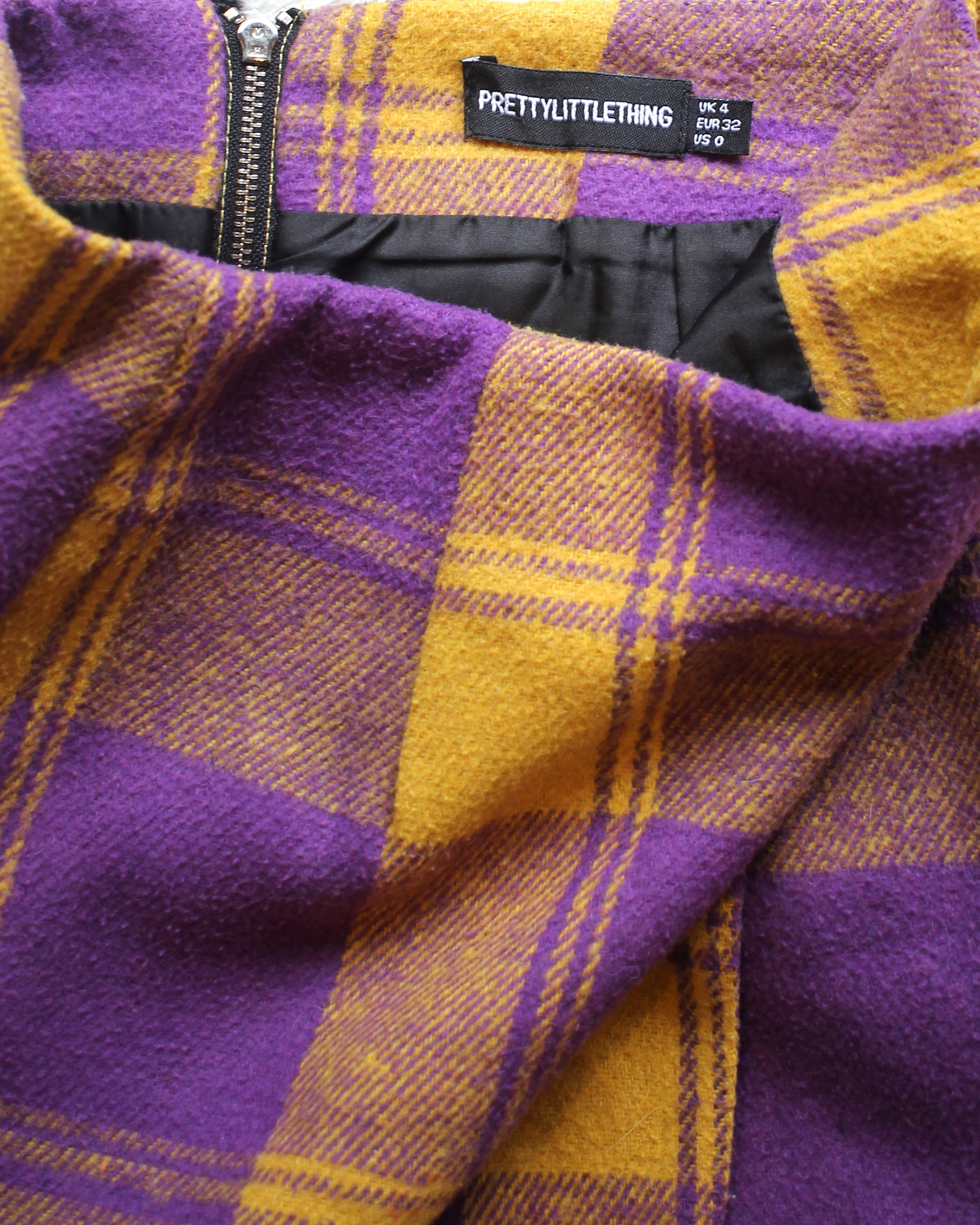Purple & Mustard Plaid Mini Skirt