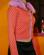 Checkered cropped cardigan