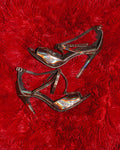 Holographic Ankle Strap Heels