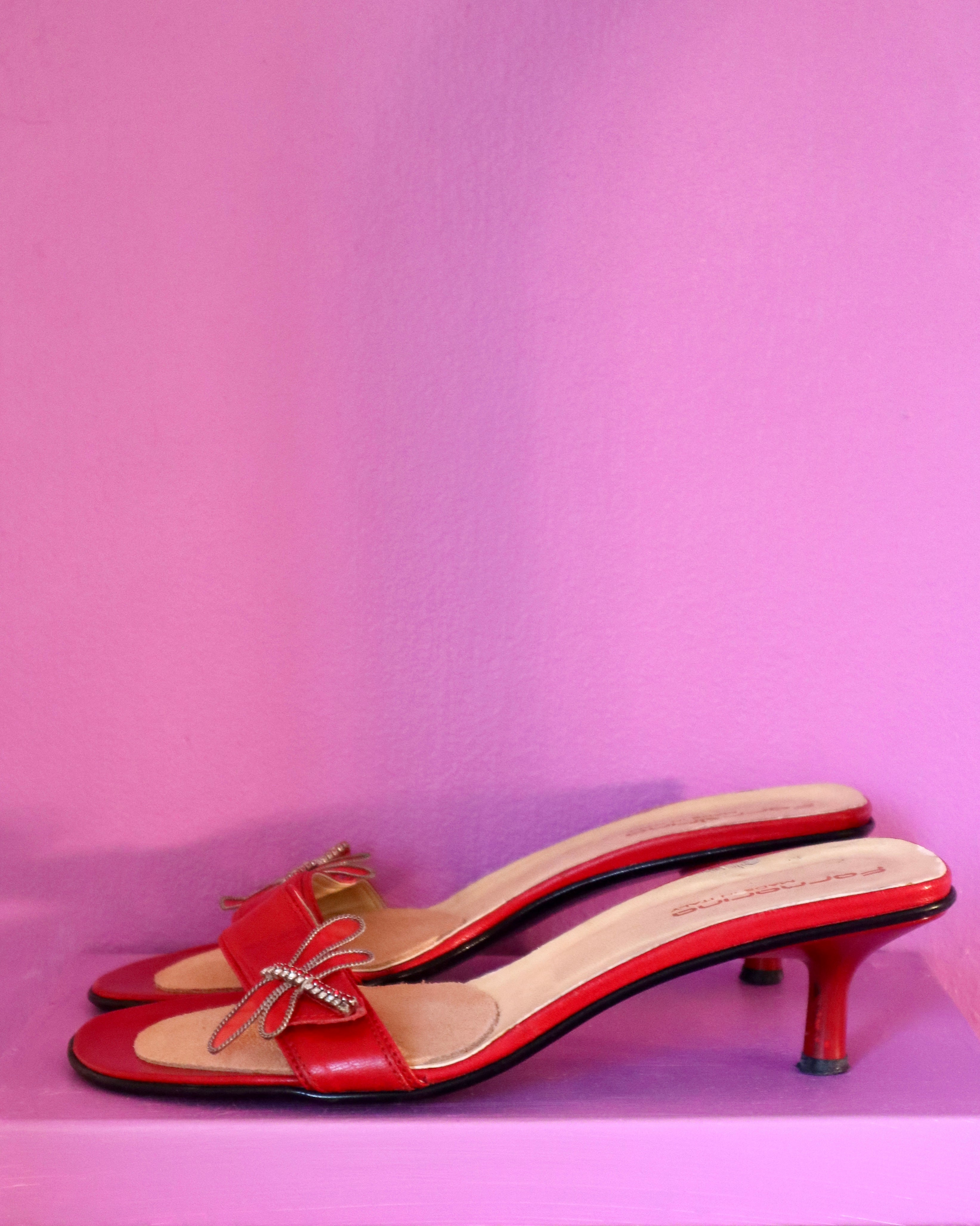 Fornarina Red Dragonfly Kitten Slides