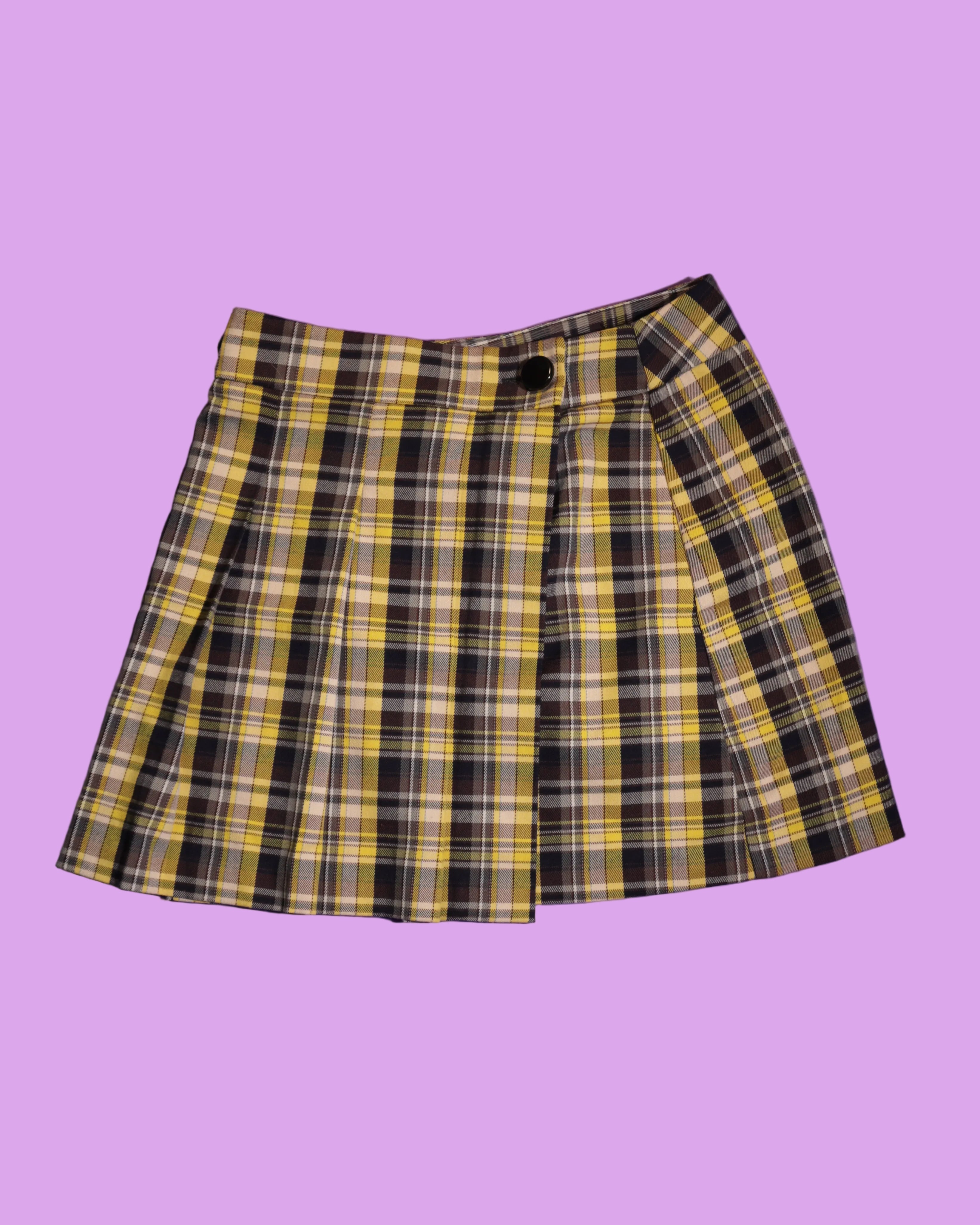 Yellow plaid mini skirt