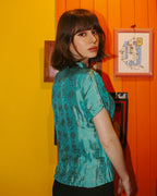 Teal Brocade Blouse
