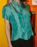 Teal Brocade Blouse