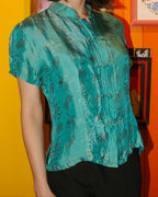Teal Brocade Blouse