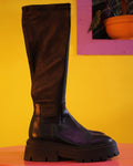 Black Leather Platform Boots
