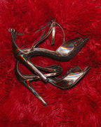 Holographic Ankle Strap Heels