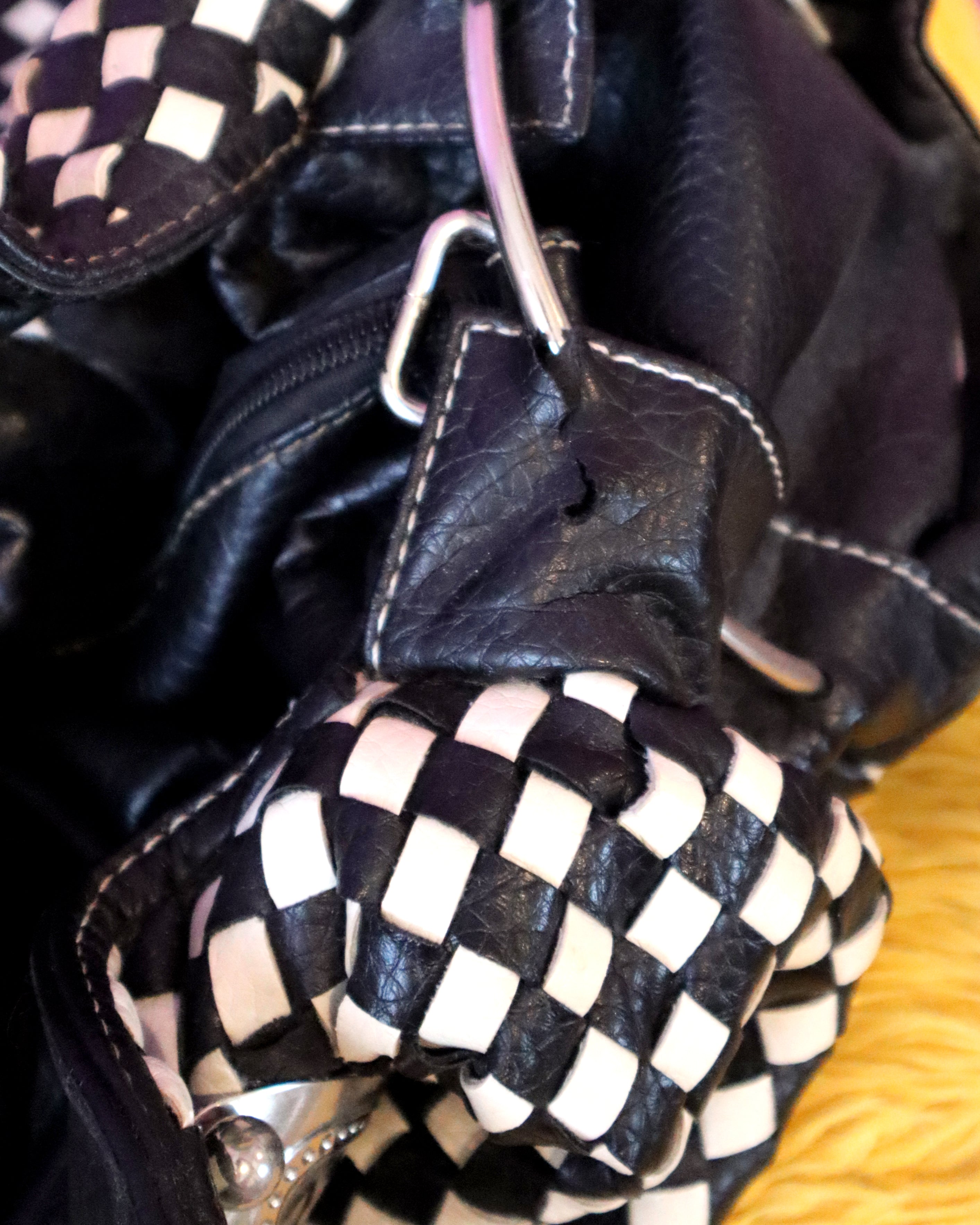Woven Checkerboard Leather Bag