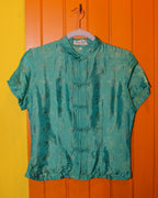 Teal Brocade Blouse