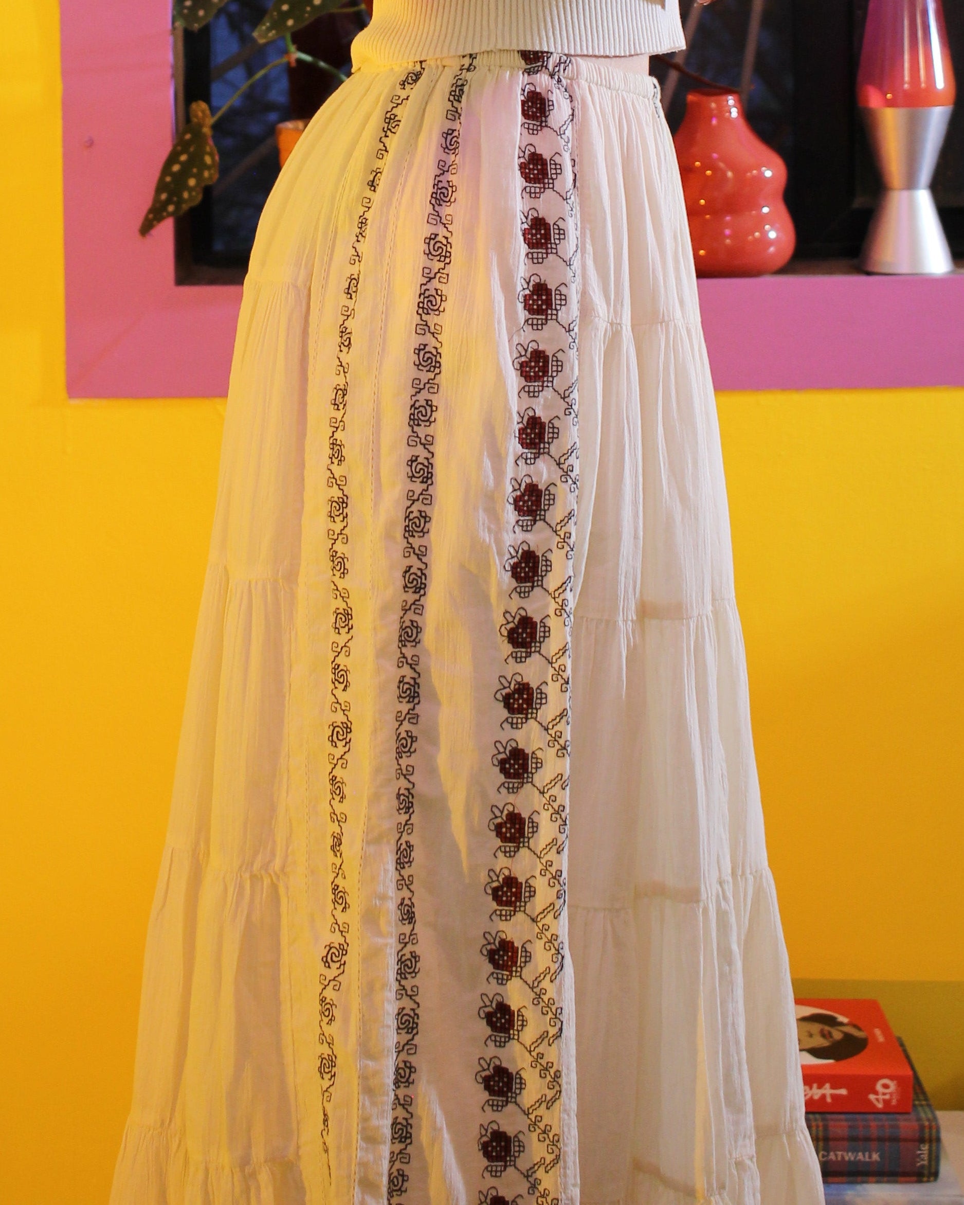Embroidered Cotton Maxi Skirt