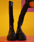 Black Leather Platform Boots
