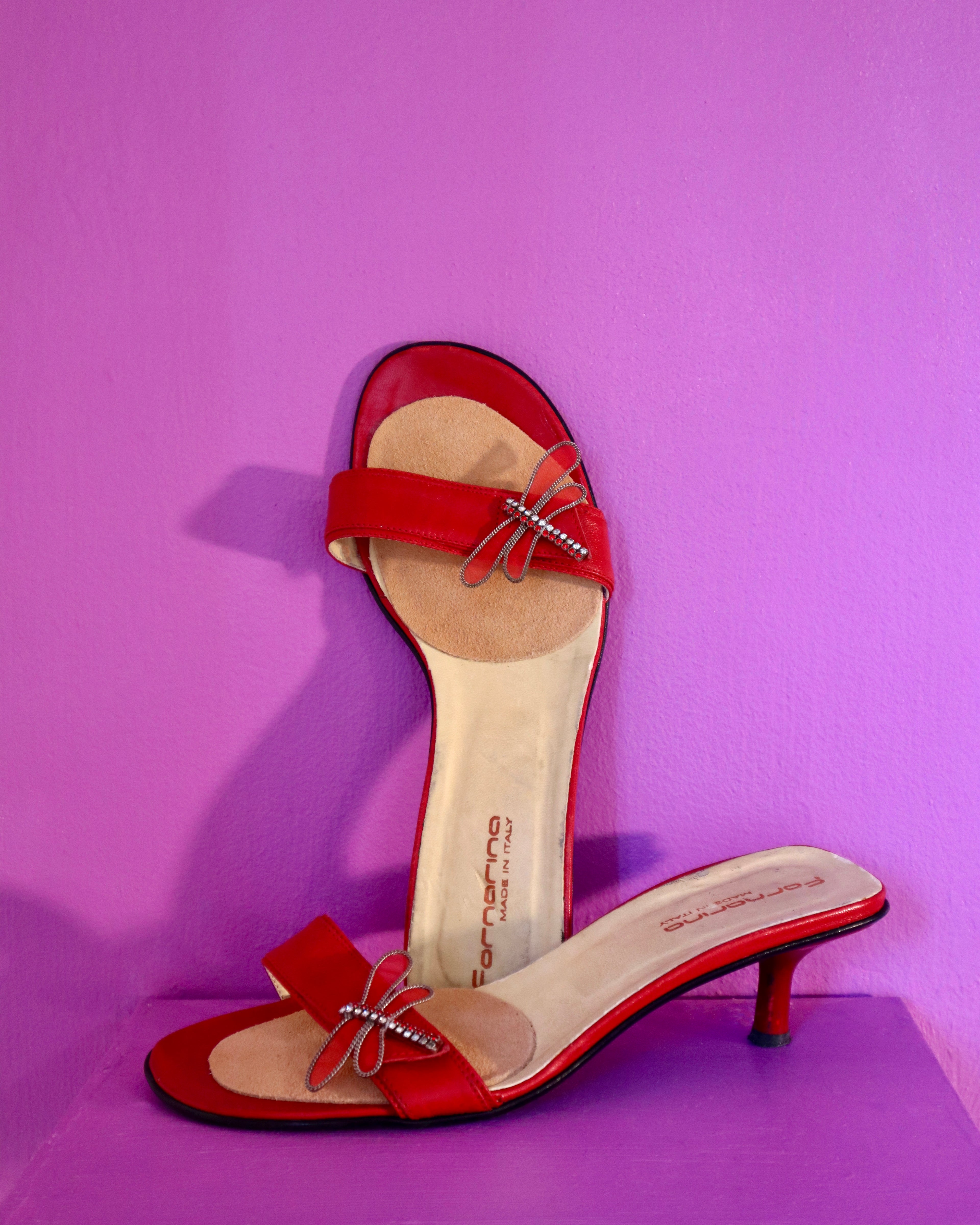 Fornarina Red Dragonfly Kitten Slides