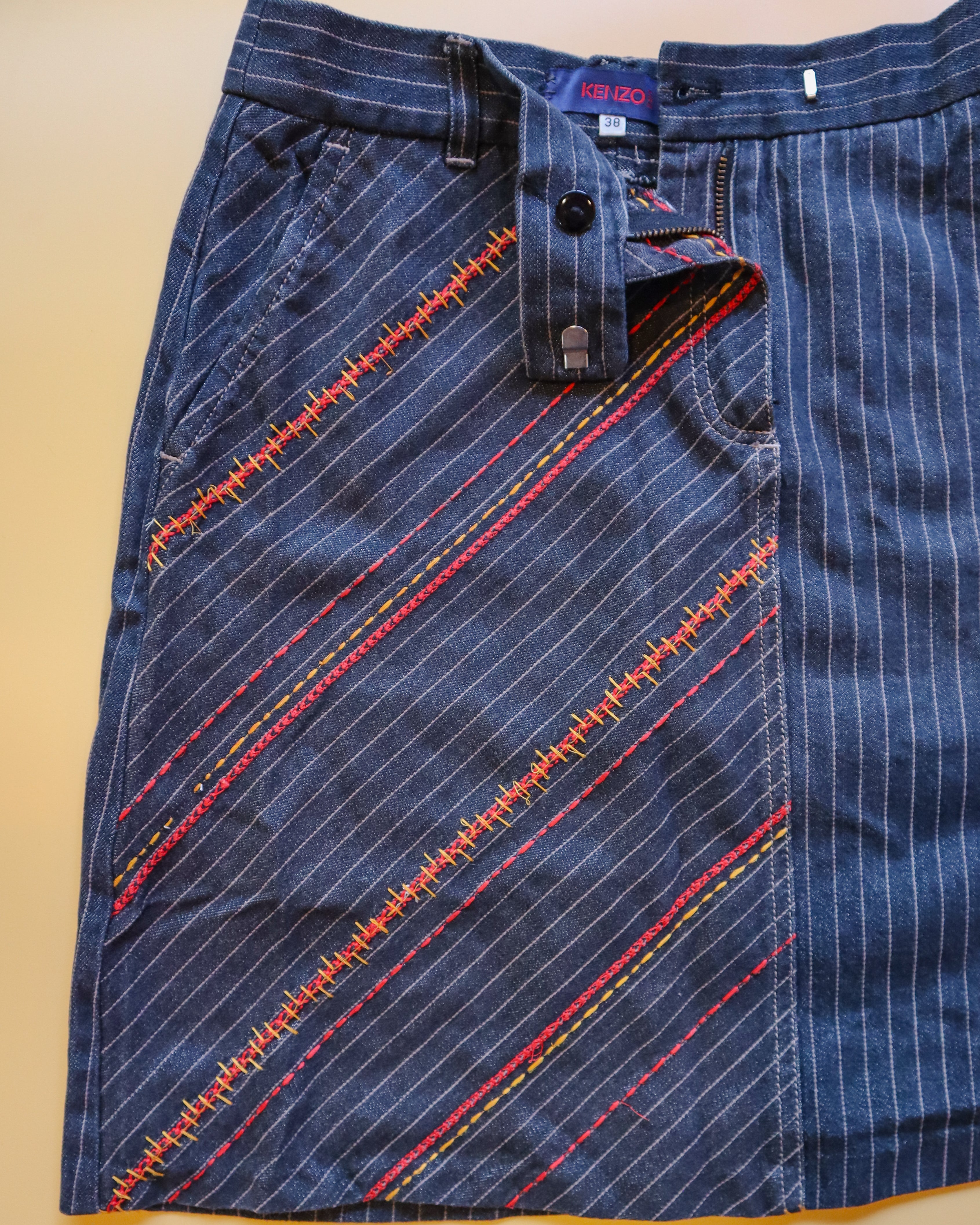 Kenzo Jeans Striped Embroidered Skirt