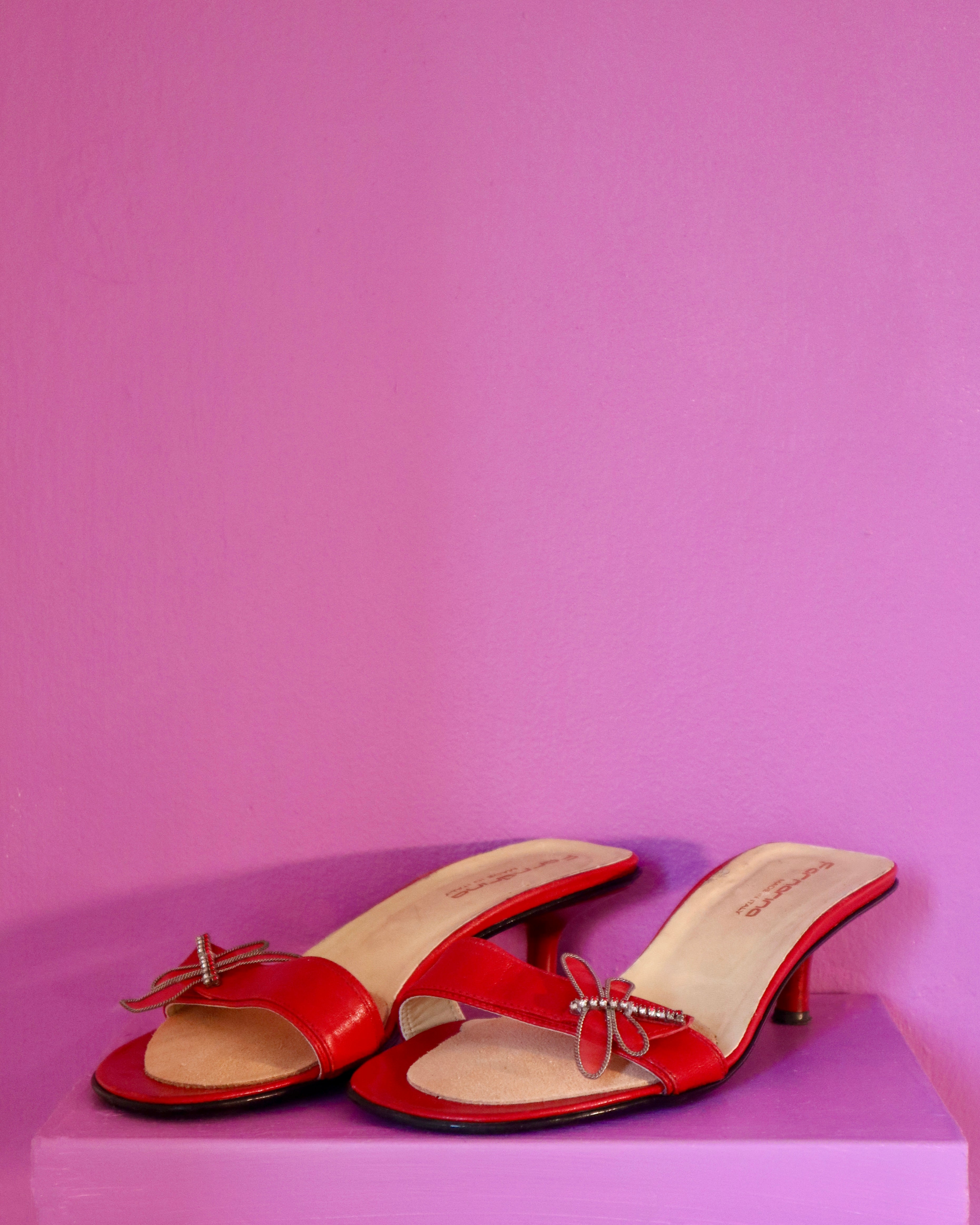 Fornarina Red Dragonfly Kitten Slides