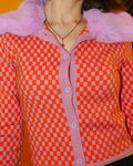 Checkered cropped cardigan