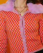 Checkered cropped cardigan