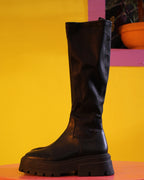 Black Leather Platform Boots