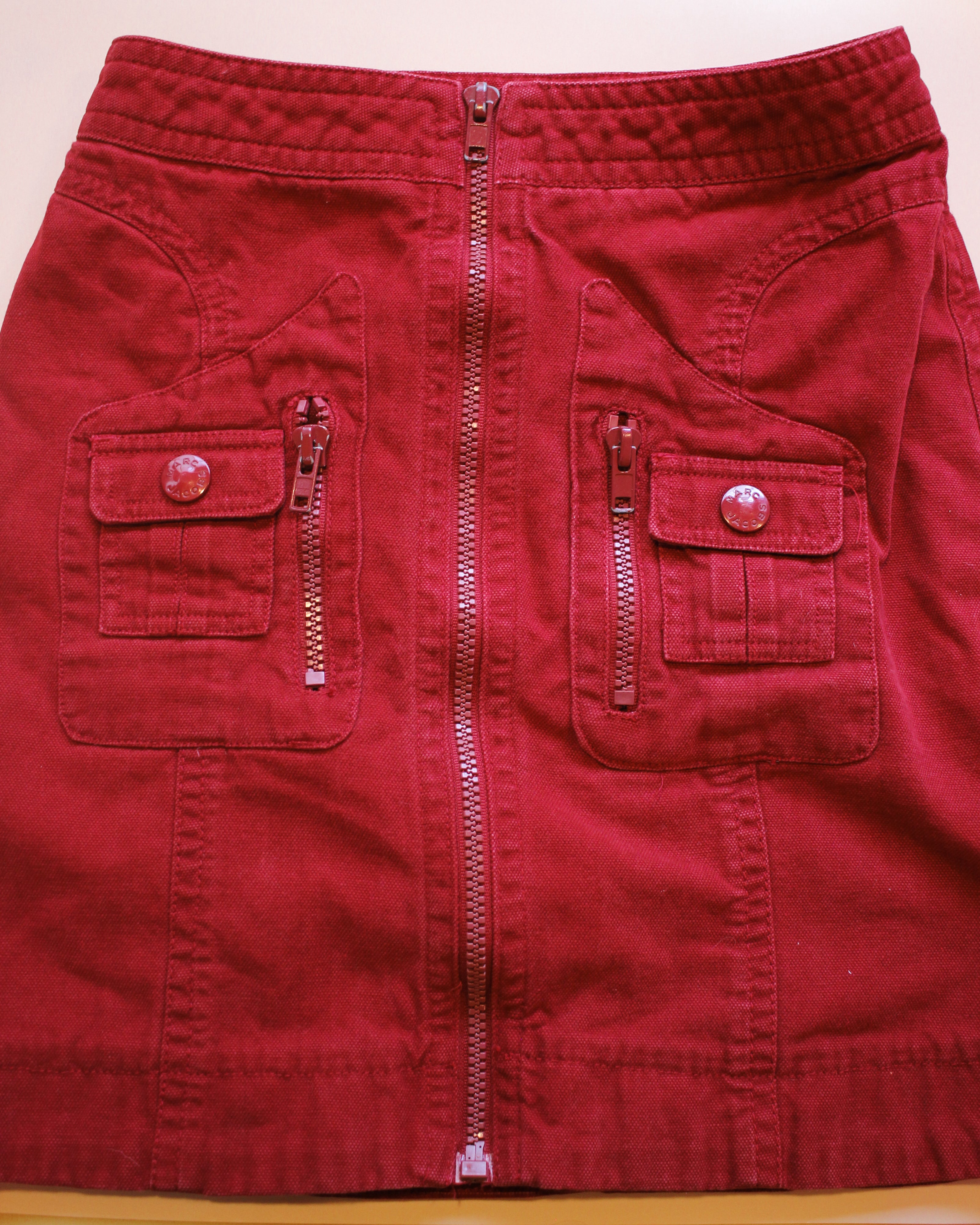 Marc Jacobs Red Zip-Front Skirt