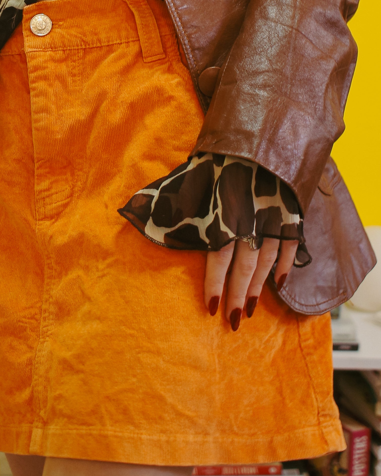 Versace Orange Corduroy Mini