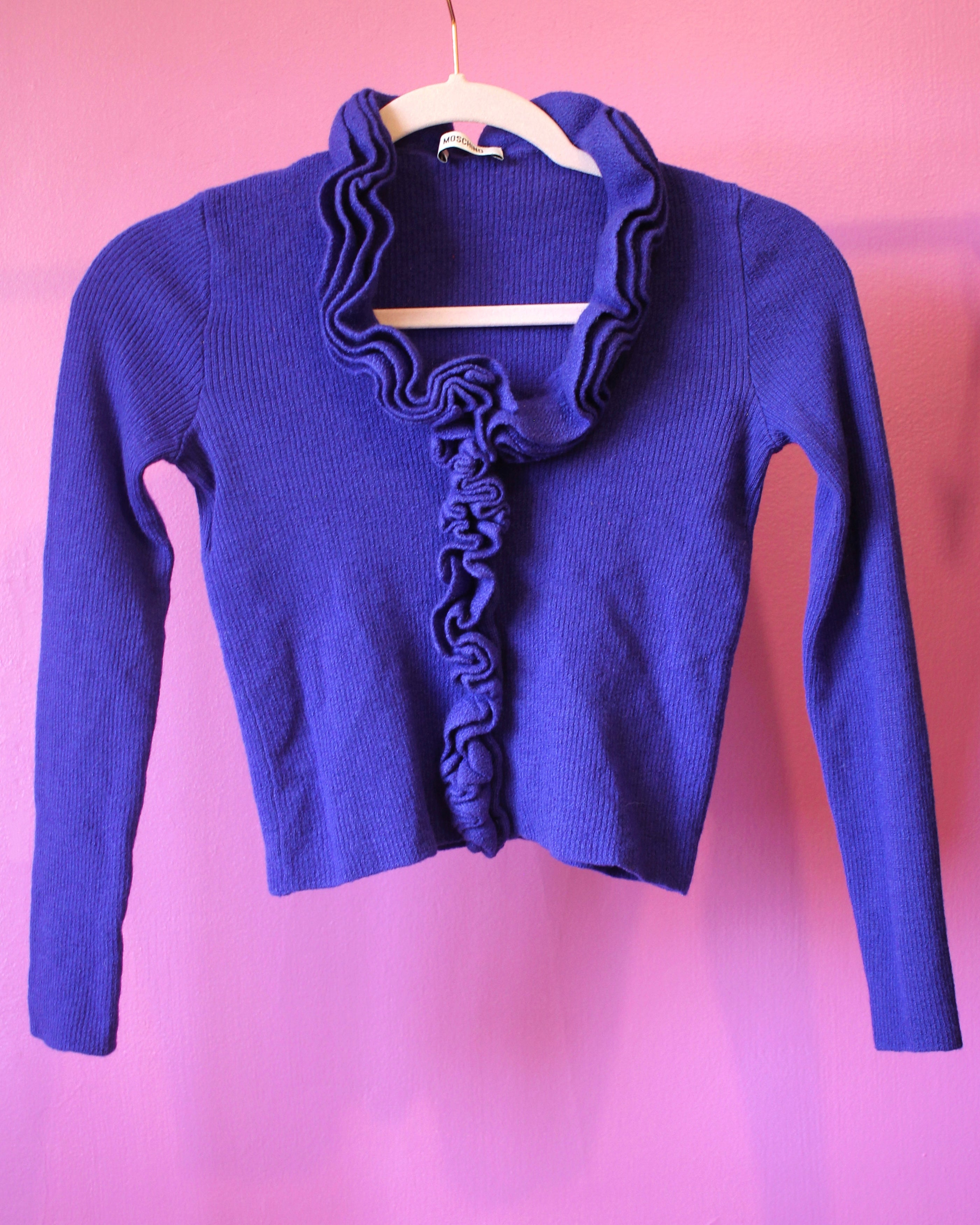 Moschino Ruffle Wool Knit Cardigan