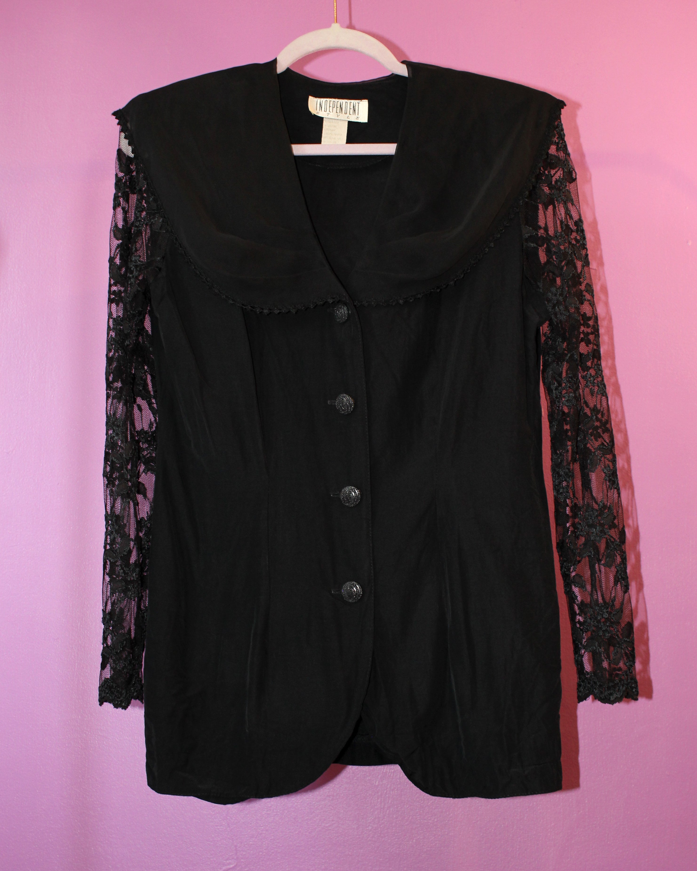 Black Lace Sleeve Blouse
