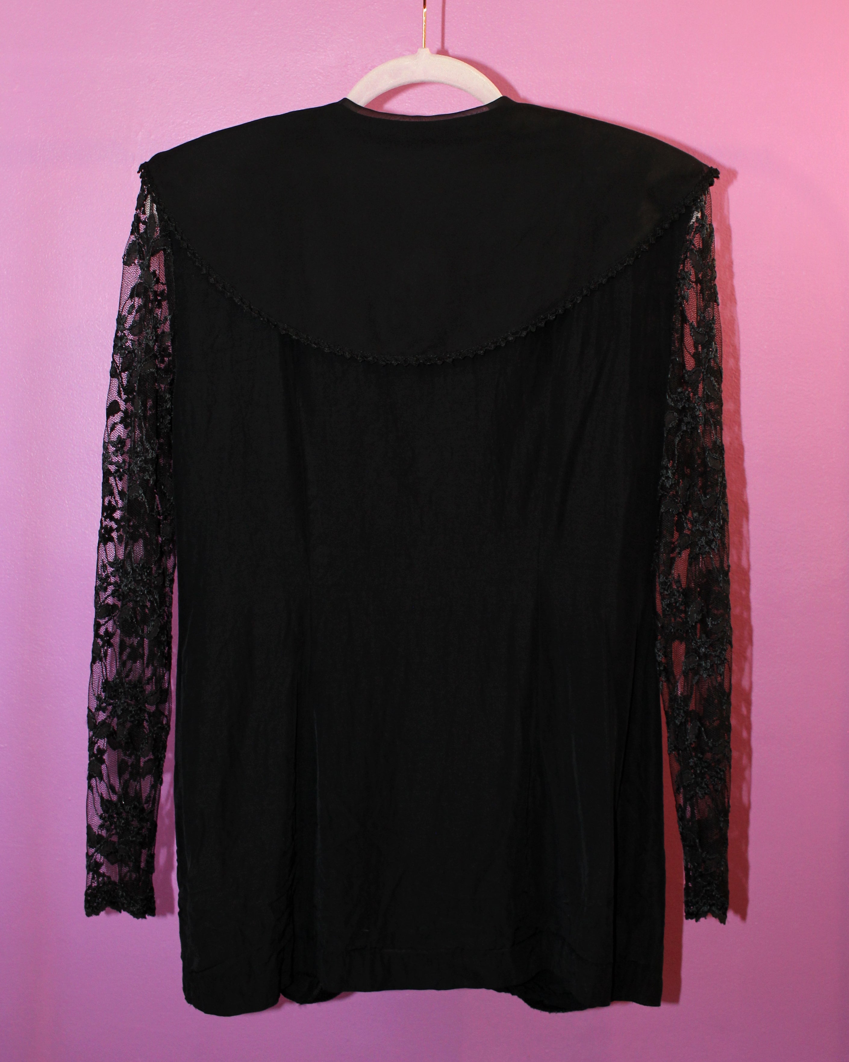 Black Lace Sleeve Blouse