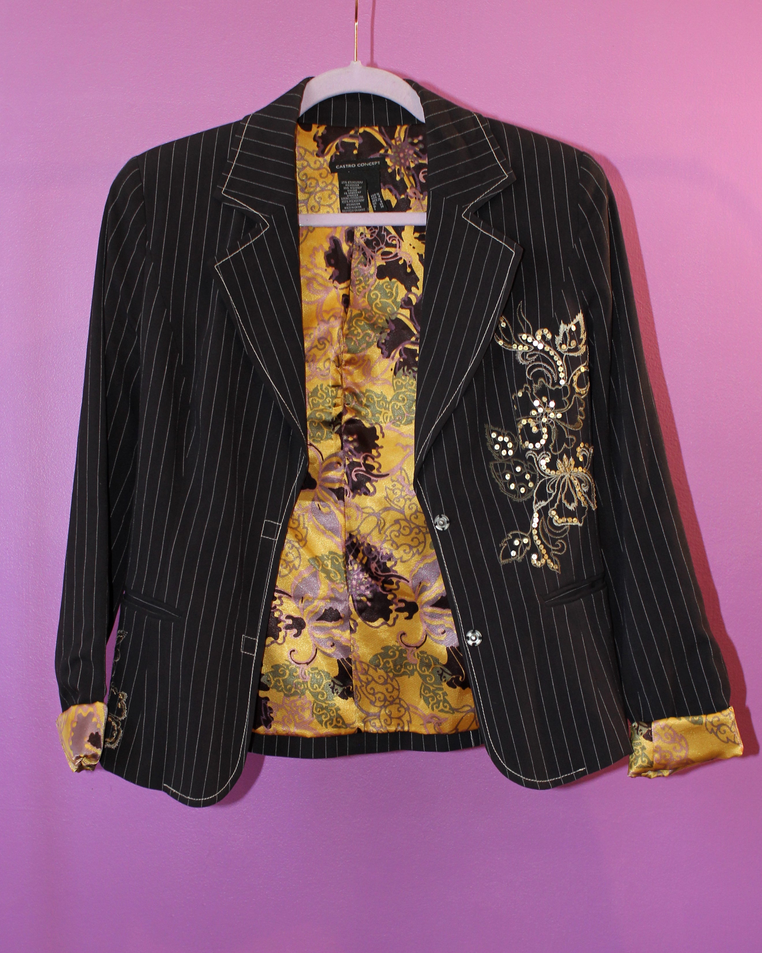 Pinstripe Embroidered Blazer
