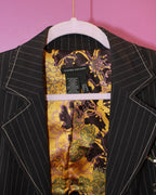 Pinstripe Embroidered Blazer
