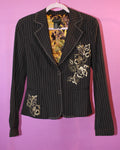 Pinstripe Embroidered Blazer