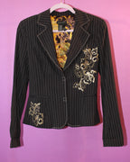 Pinstripe Embroidered Blazer