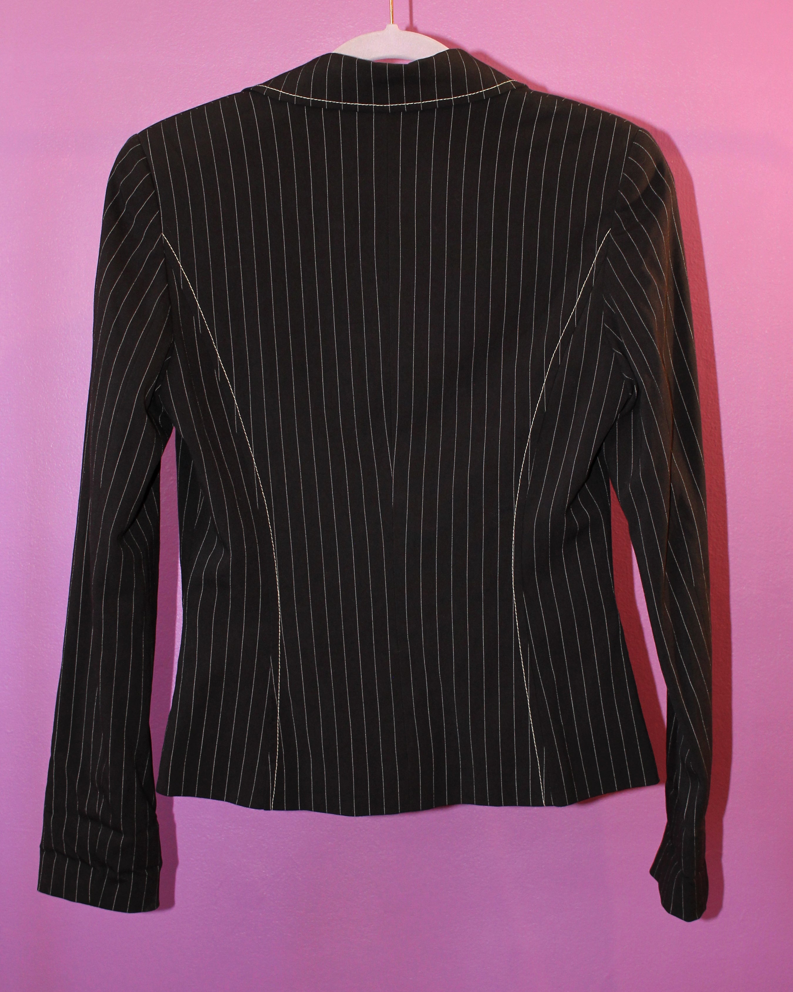 Pinstripe Embroidered Blazer