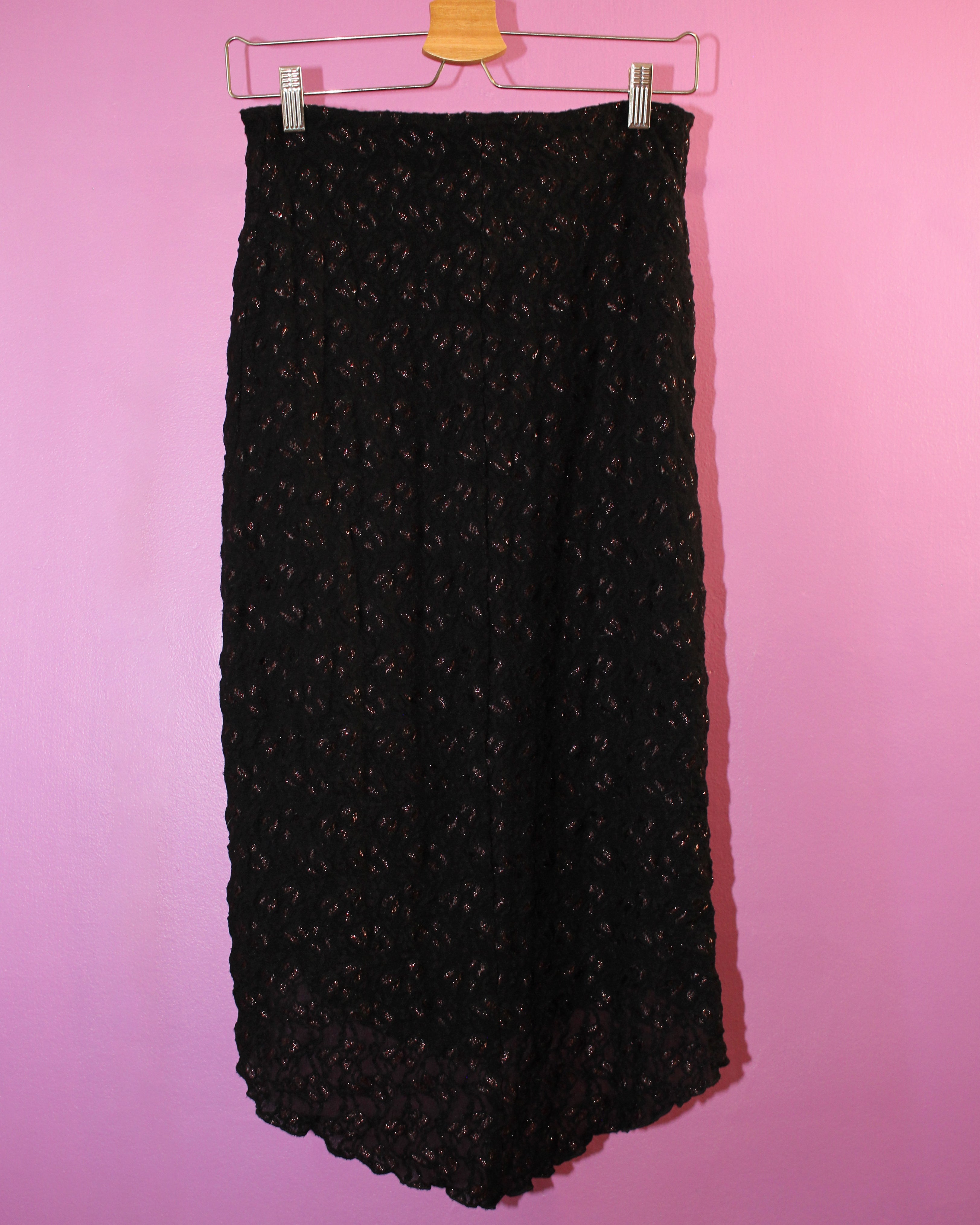 Betsey Johnson metallic lace ruched skirt