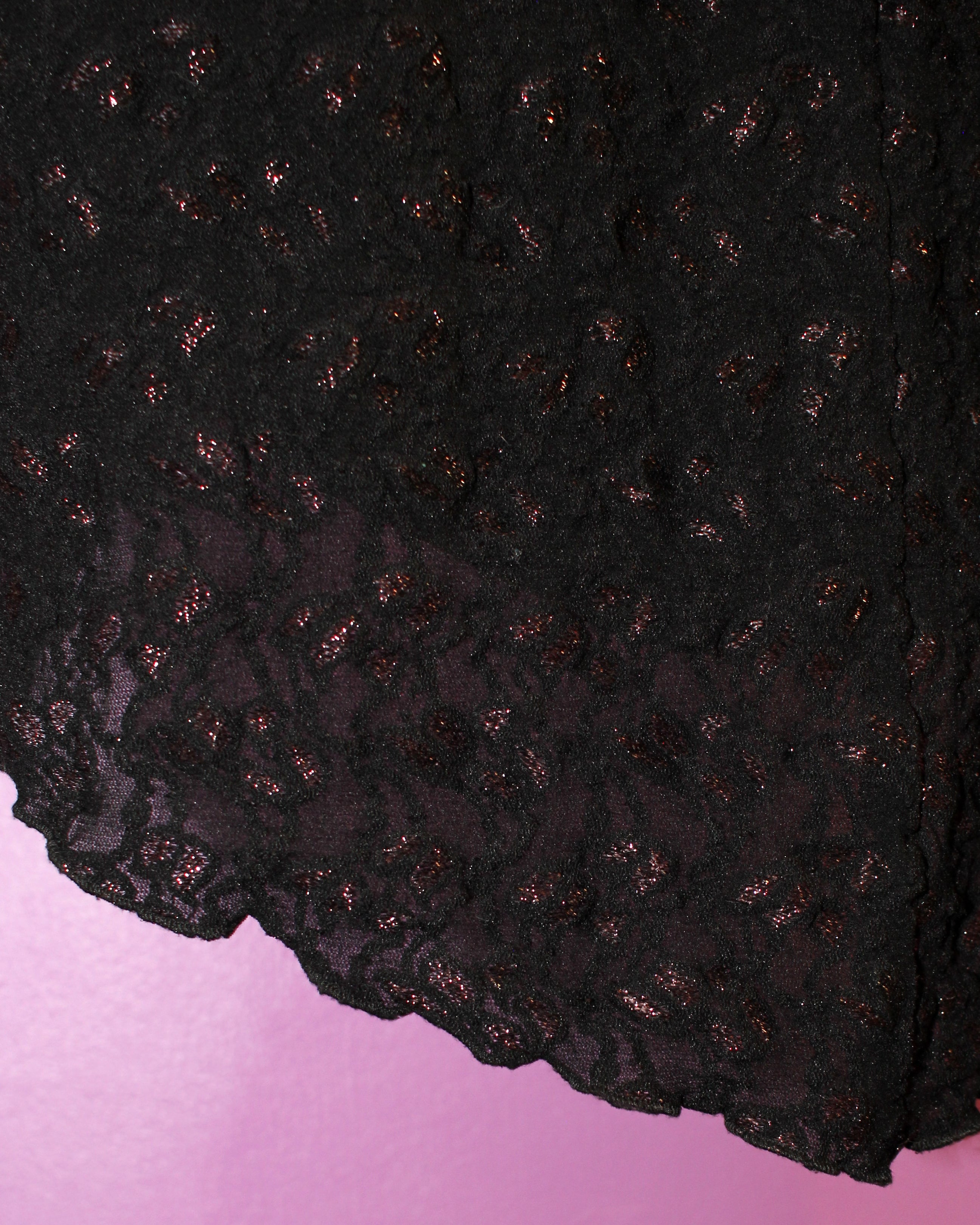 Betsey Johnson metallic lace ruched skirt