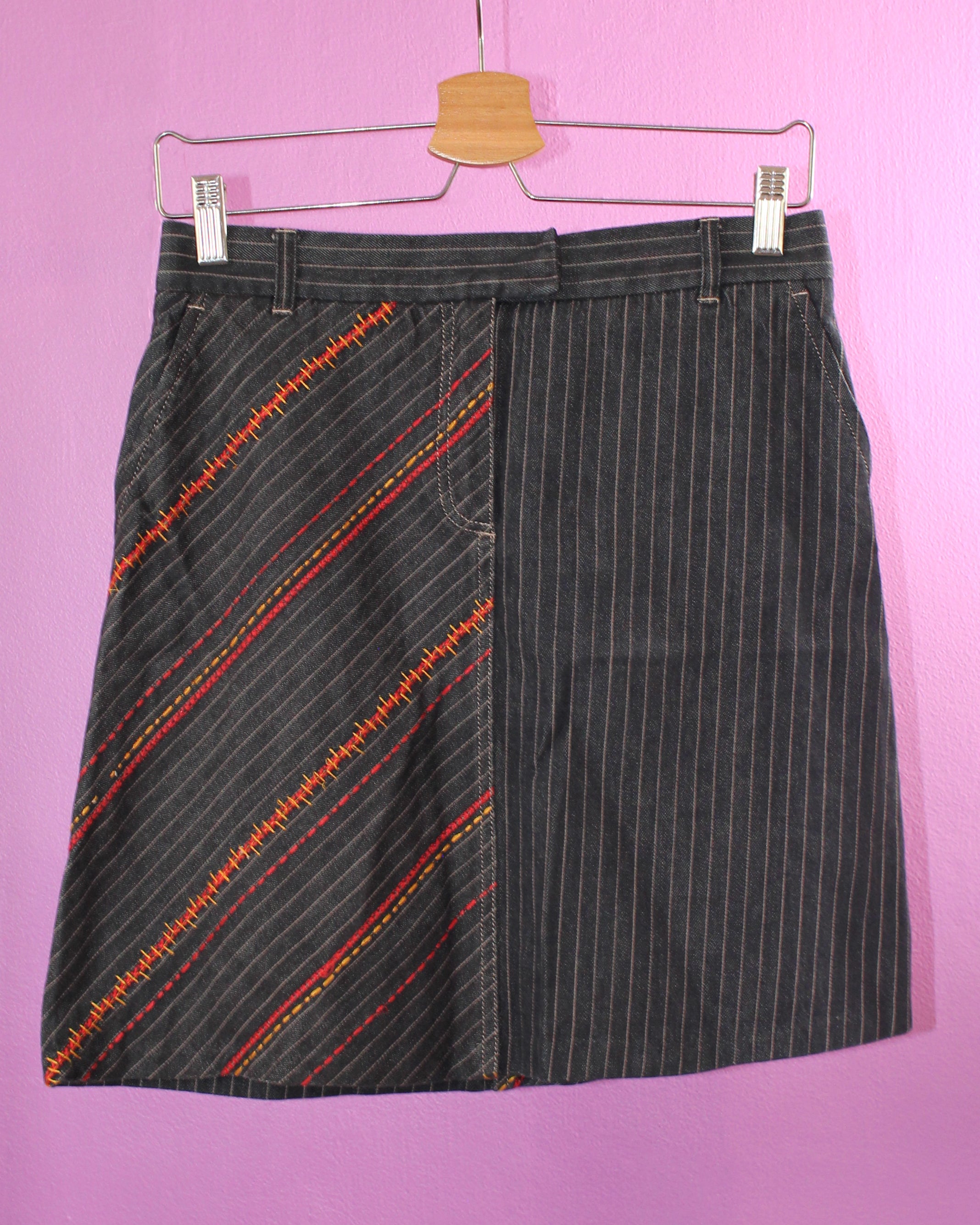 Kenzo Jeans Striped Embroidered Skirt