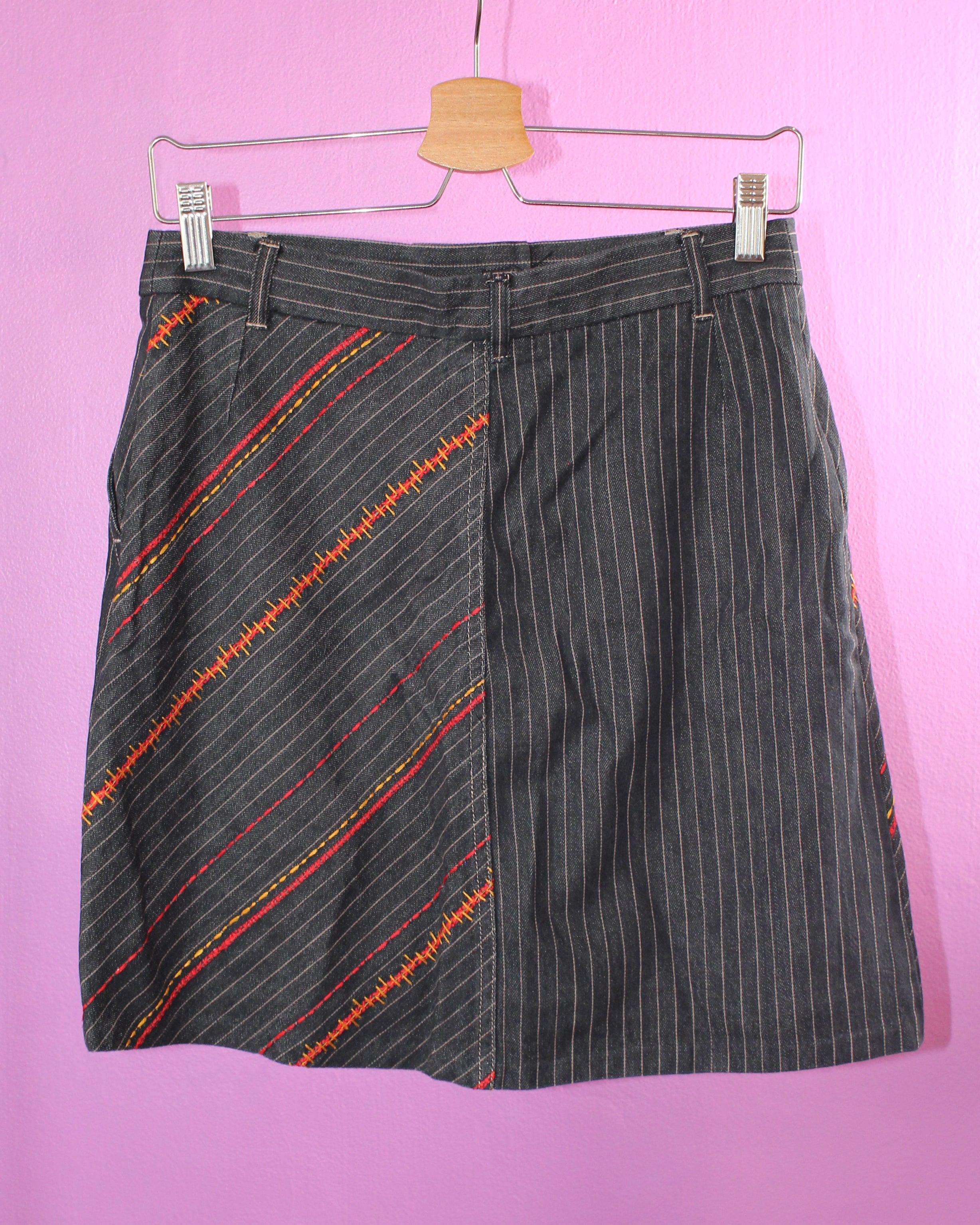 Kenzo Jeans Striped Embroidered Skirt