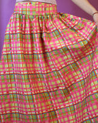 Multicolor Plaid Midi Skirt