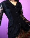 Black Lace Sleeve Blouse